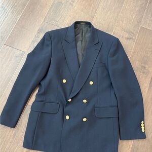 Navy Double-Breasted Blazer with Gold Buttons